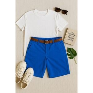 Johnnie-O Prep Shorts Cotton Casual Blue‎ Flat Front Size 34